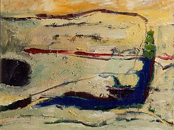 „Gelbe Landschaft”, Öl auf Leinwand // oil on canvas., 100 x 80 cm, 1994 (Privatbesitz // private collection, Schildow.) 