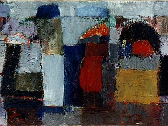 „Winsstraße 5”, Öl/Collage auf Leinwand, 100 x 80 cm, 1994