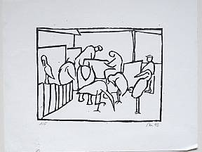 Holzschnitt, Mensch und Tier, 1993 