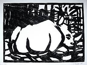 Holzschnitt, Nashorn, 1994 