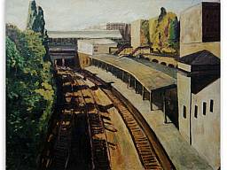 "Schönhauser Allee", Öl auf Papier auf Hartfaser, 80 x 65 cm, 1993 (Privatbesitz // private collection, Frankfurt/Main) 