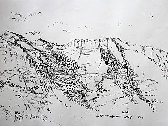 Zeichnung und Vorlage für Amden 6 (in 2013)/ Tusche auf Papier / 59,4 x 42 cm, 2012 // drawing, ink on paper