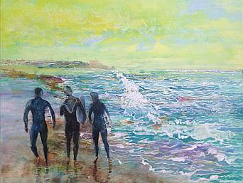 „Surfer in Tel Aviv”, Öl auf Leinwand, 100 x 80 cm, 2015