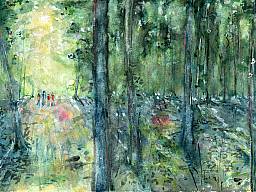 „Peetschsee 1 (die Bande)”, Aquarell auf Papier, 30 x 15 cm, 29.5.2015 (Privatbesitz, Berlin)