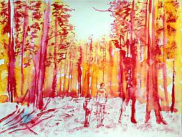 „Peetschsee 4 (Georg und Edda)”, Aquarell auf Papier, 32 x 24 cm, 9.6.2015