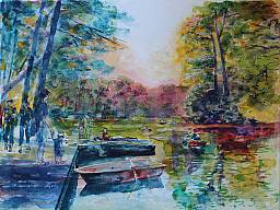 „Tiergarten mit Booten”, Aquarell auf Papier, 32 x 24 cm, 2.7.2015