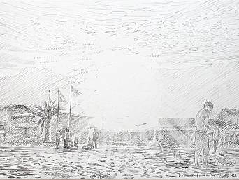„Abends am Strand”, Bleistift auf Papier, 21 x 14,8 cm, 2014