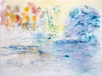 „Tiergarten mit Gelb und Blau”, Aquarell auf Papier, 32 x 24 cm, 6.6.2016